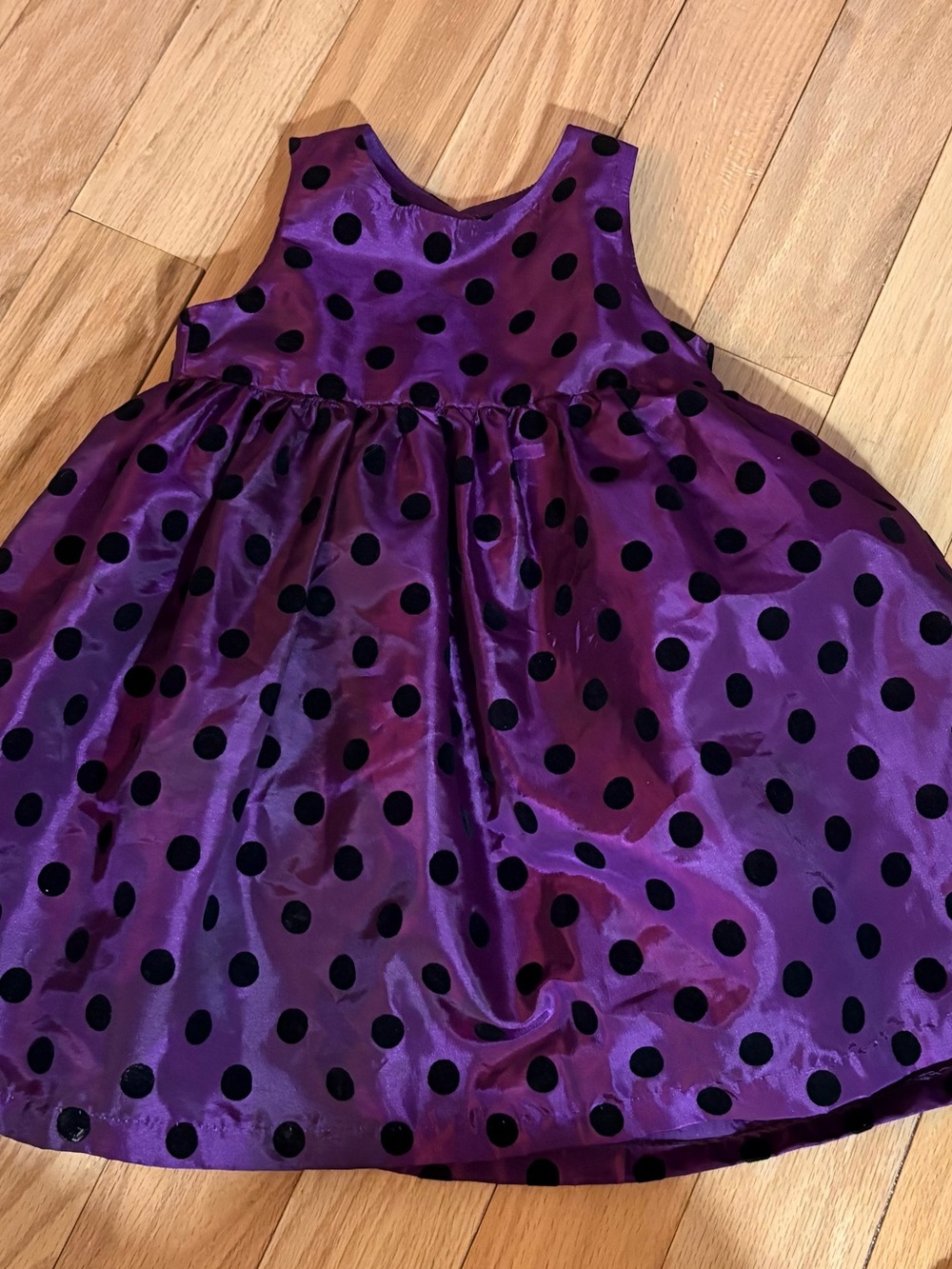 Holiday Editions Purple Dress with Black Velvet Polka Dots